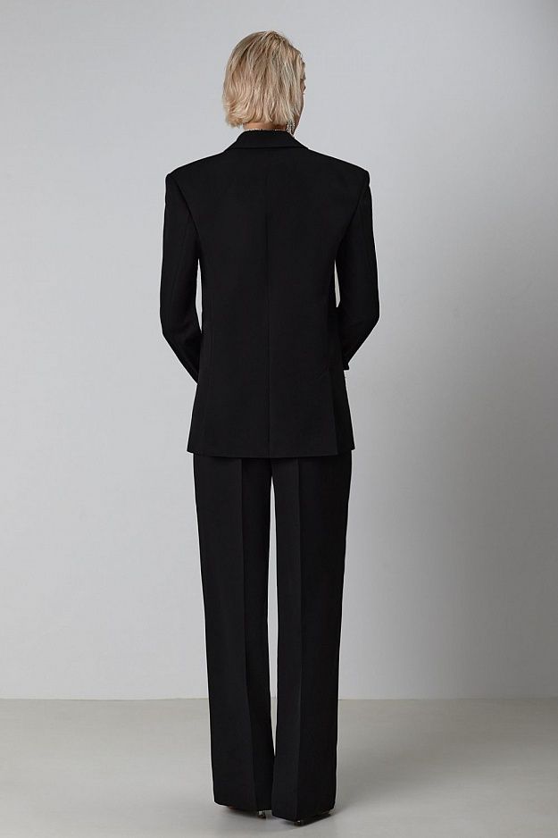 Lapel slim cardigan niche black casual hot diamond fur suit jacket pants two-piece suit