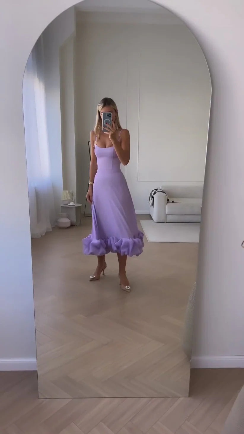 A-line floral maxi dress with spaghetti straps