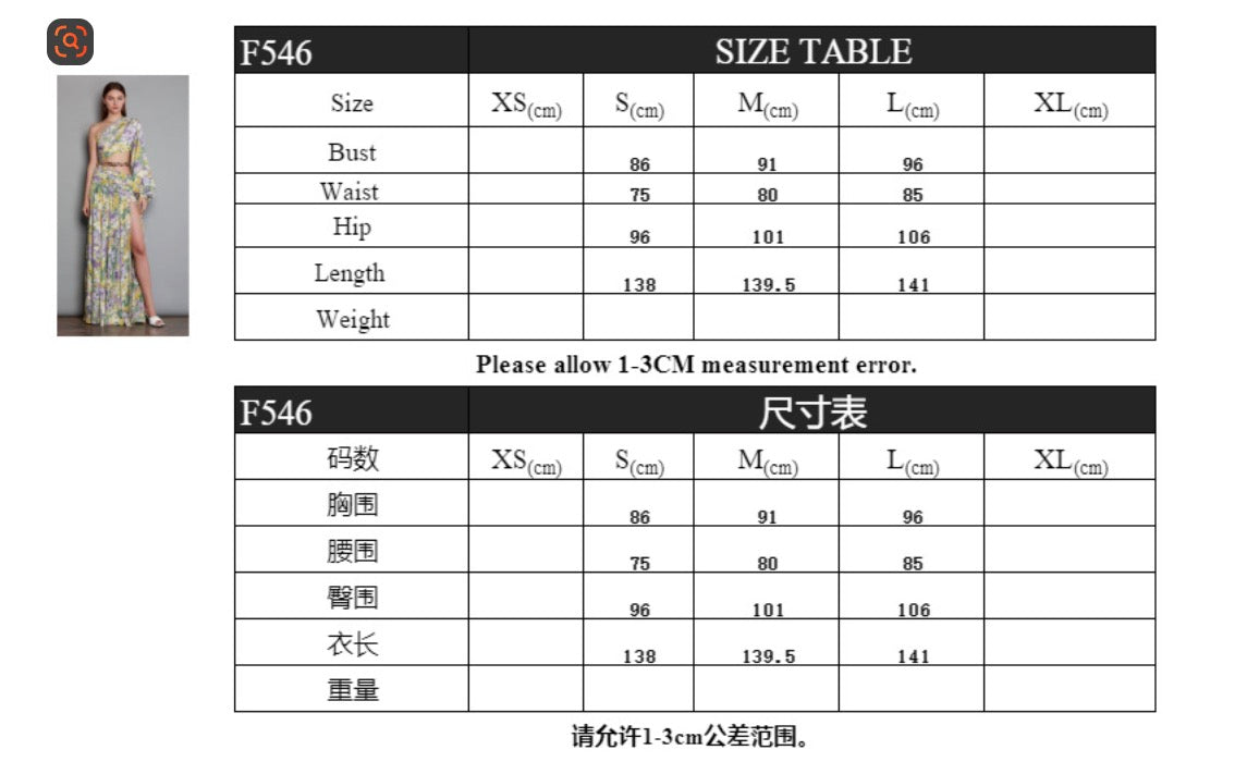 Spring and summer new oblique shoulder exposed waist sexy high fork printed dress