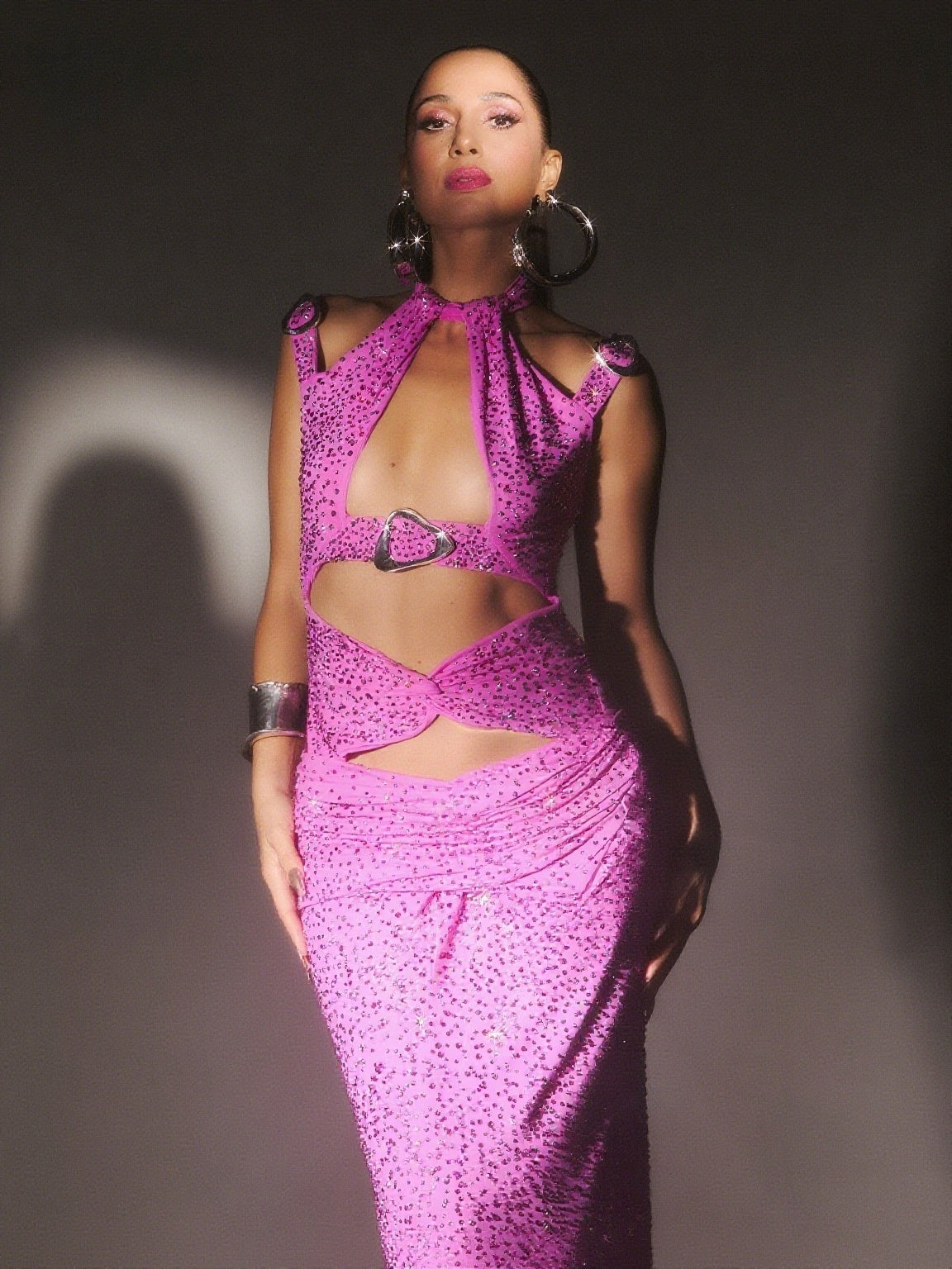 Sexy halter neck hollow hot diamond dress slim fit evening party long dress