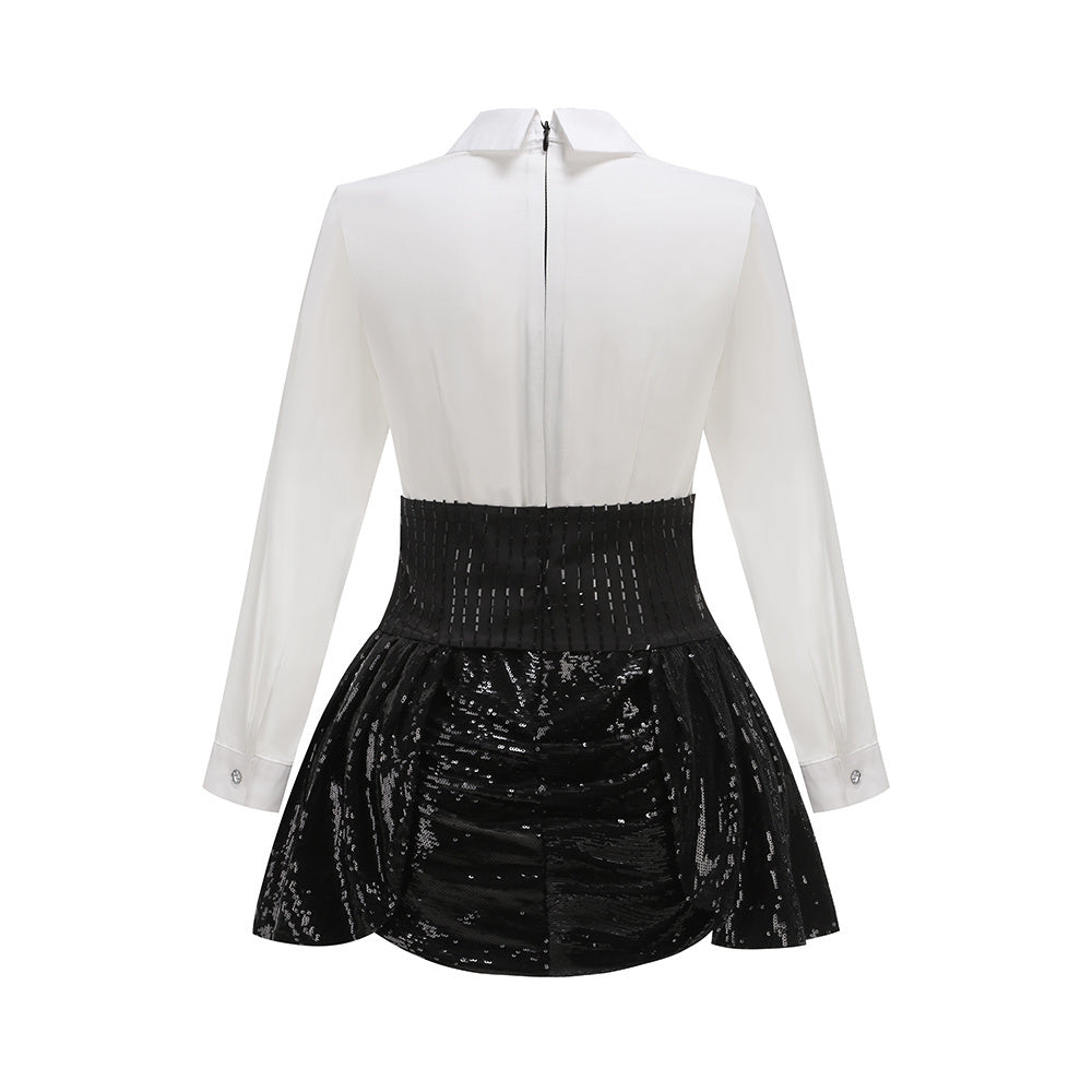 Dance Sequin Suit Temperament Casual Commuter Style Jacket Shirt Dress