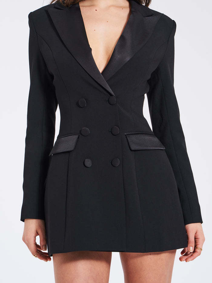 Double-breasted slim-fit fashion long trench coat suit jacket dress
