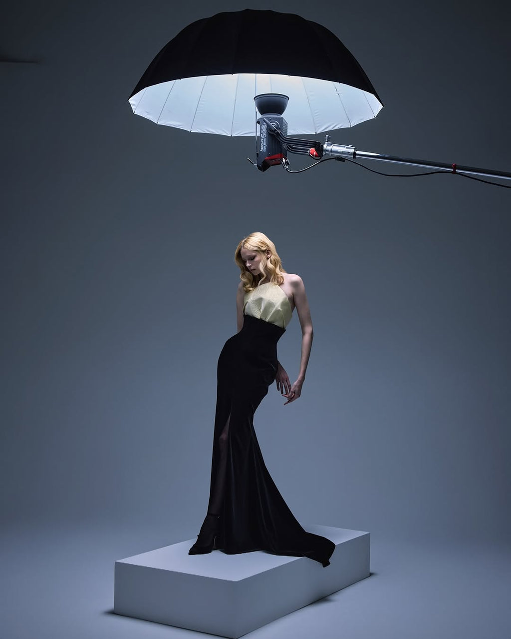 Leather stitching black velvet slit long skirt high waist slim sexy fishtail evening dress skirt