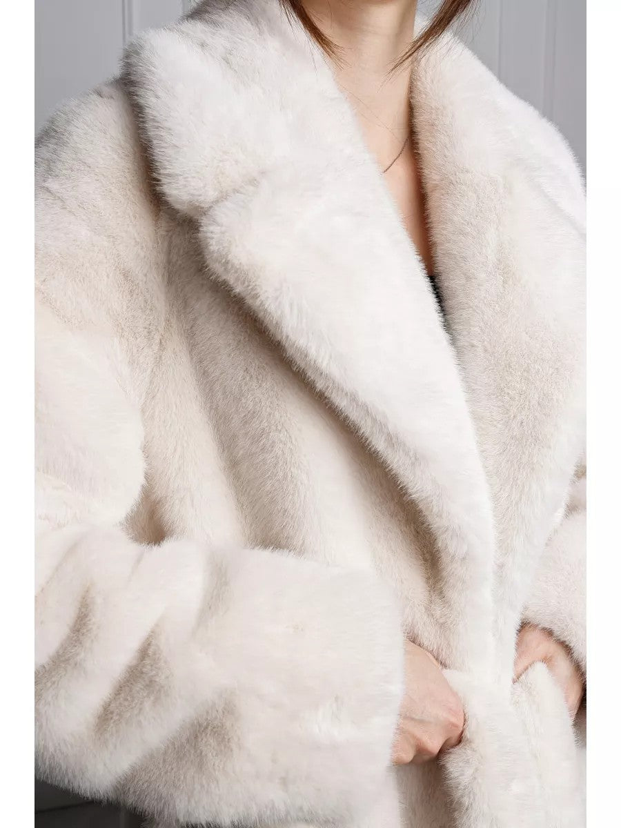 Extended Eco-friendly Faux Mink Fur Coat