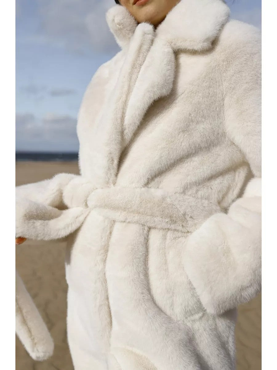 Extended Eco-friendly Faux Mink Fur Coat