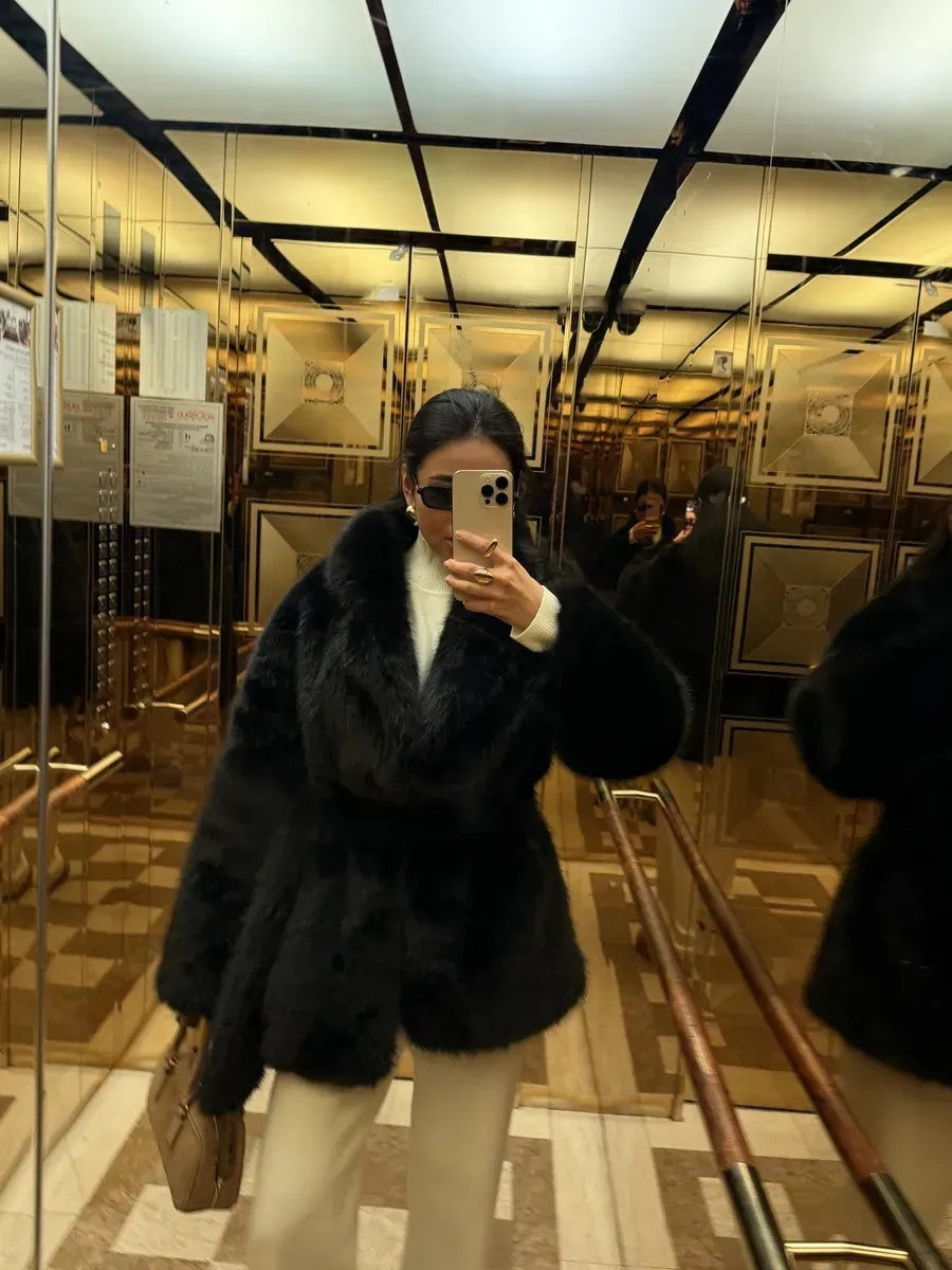 Eco-friendly fox fur coat