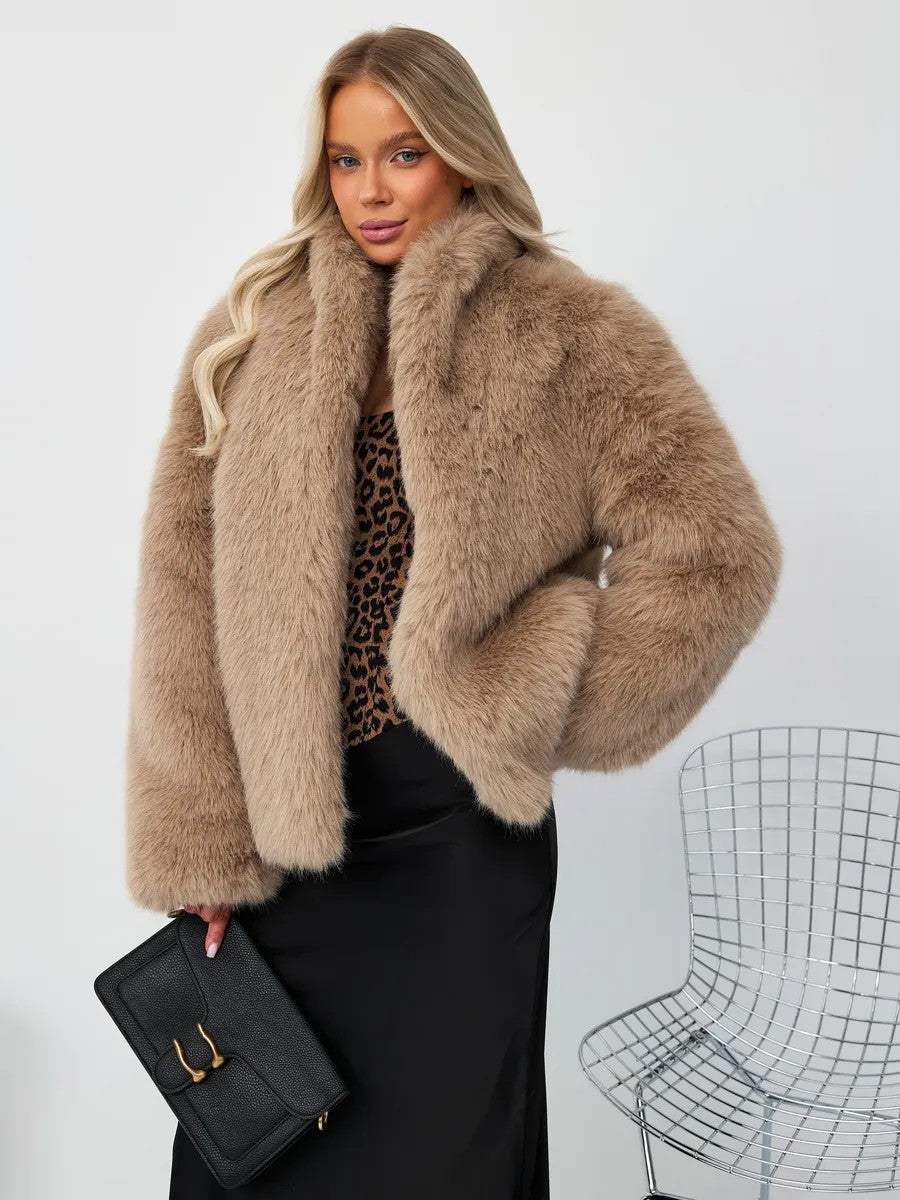 Faux fox fur plush coat