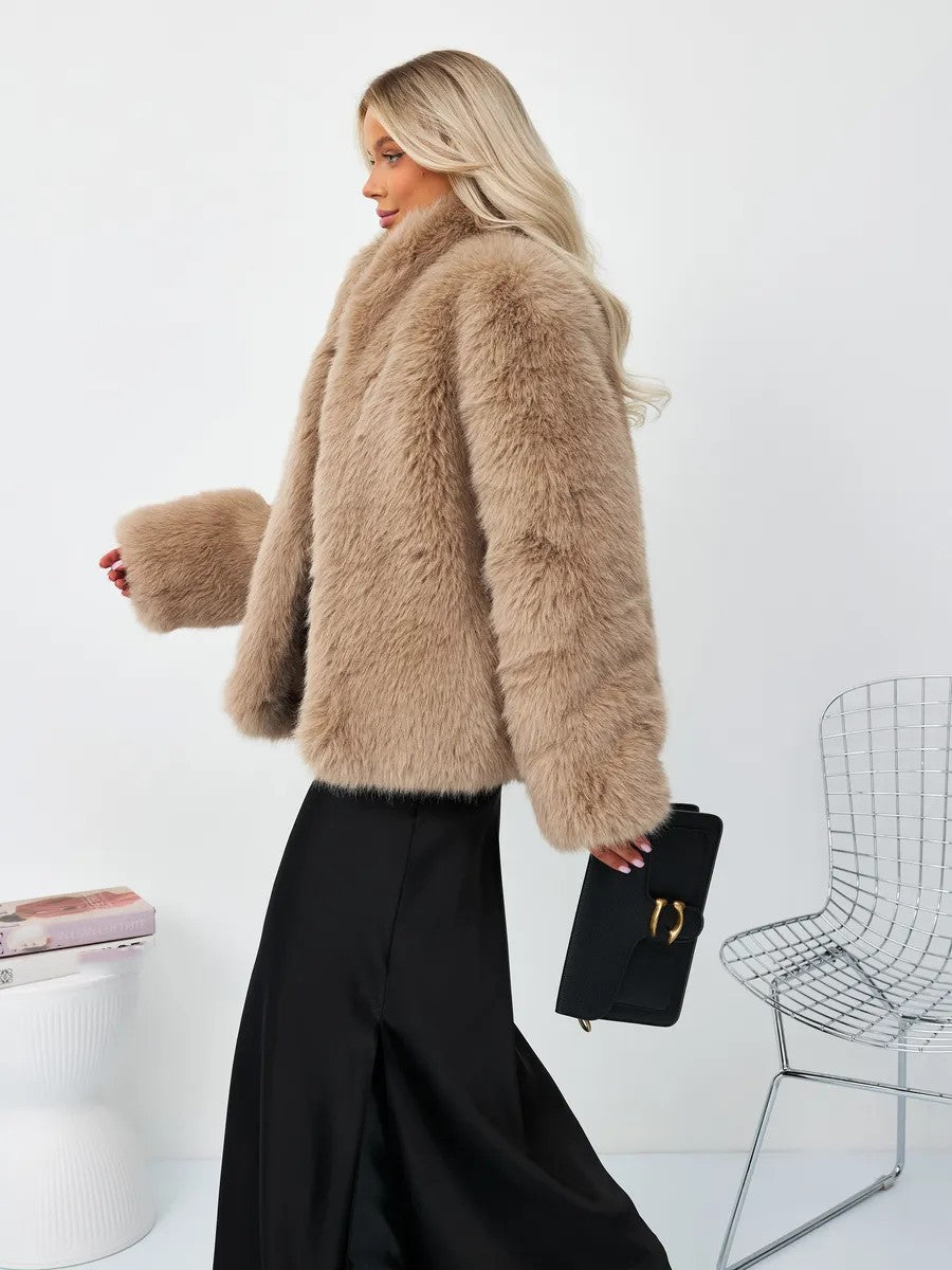 Faux fox fur plush coat