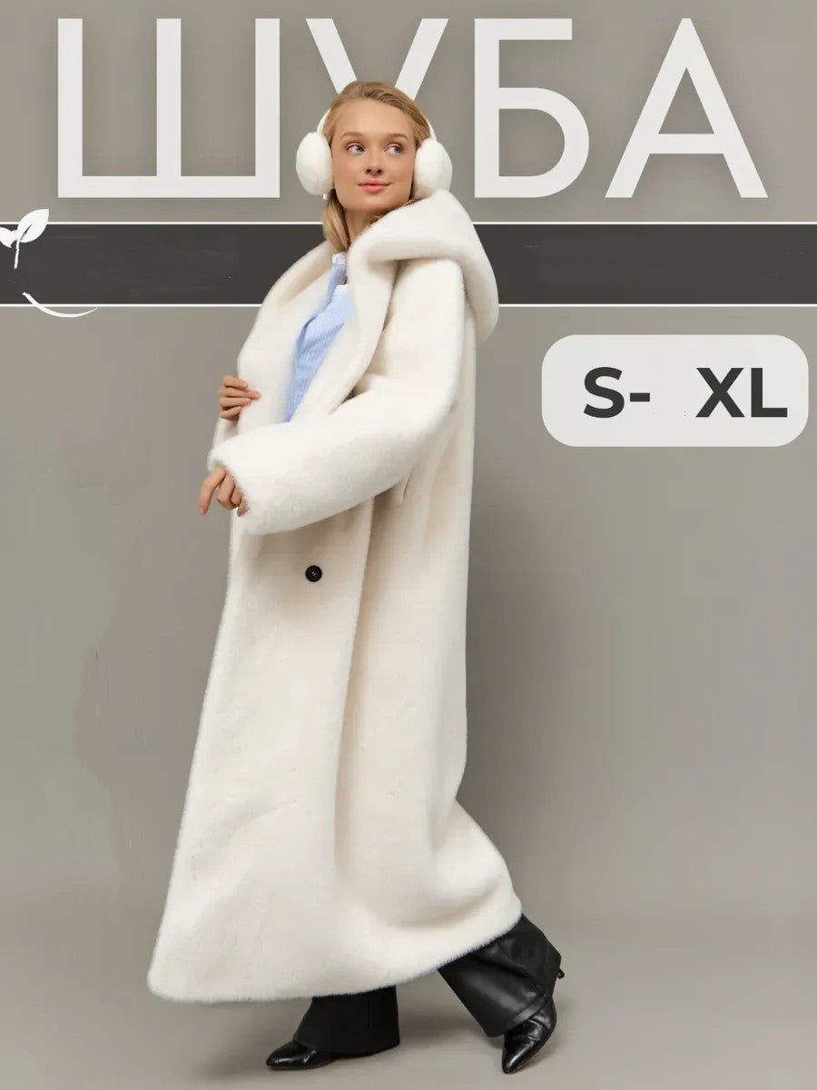 Eco-friendly mink fur faux fur long coat