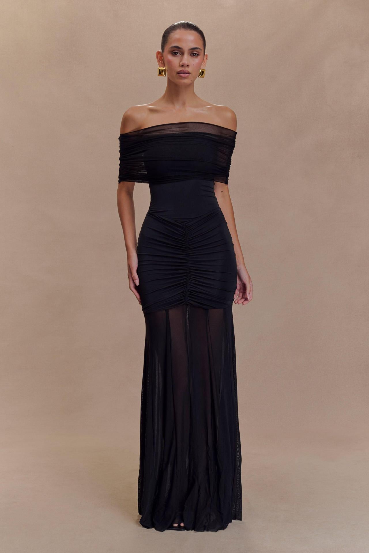Strapless mesh stitching slim and elegant French dress