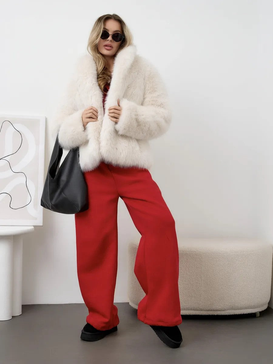 Faux fox fur plush coat