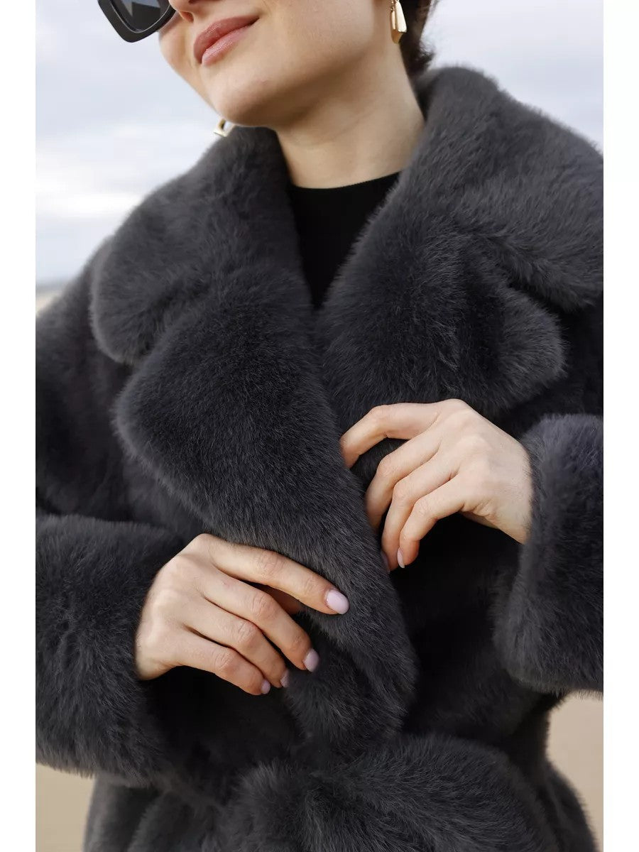 Extended Eco-friendly Faux Mink Fur Coat