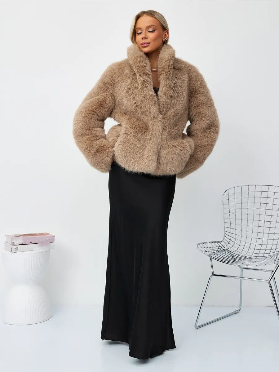 Faux fox fur plush coat