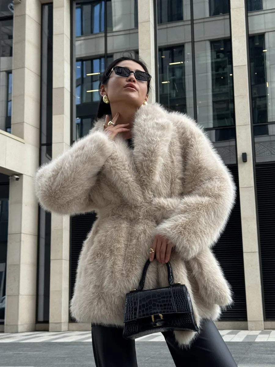 Eco-friendly fox fur coat