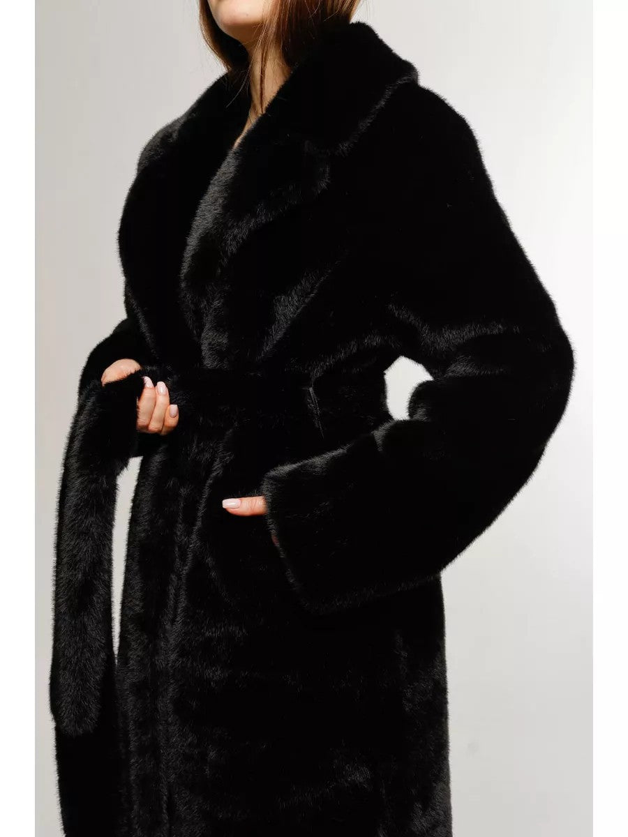 Extended Eco-friendly Faux Mink Fur Coat