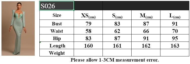 Blace long-sleeved square-neck solid-color evening gown dress