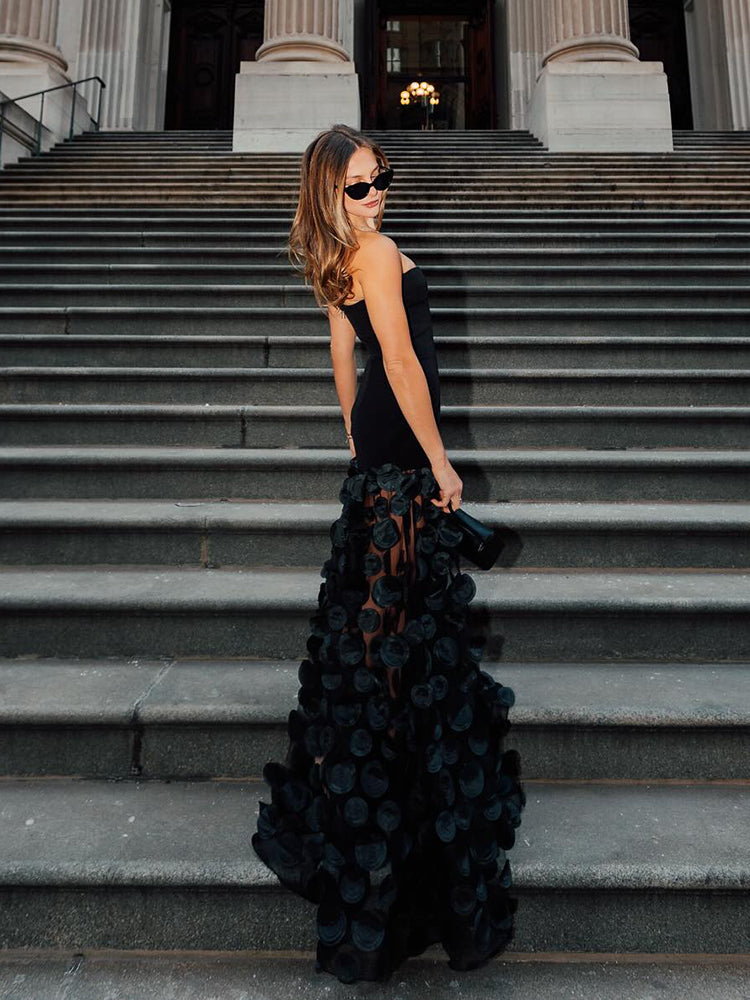 Strapless 3D Polka Dot Puffy Dress