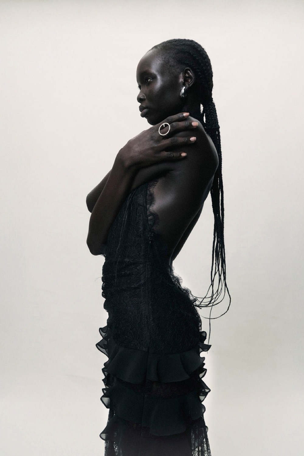 Sexy deep V halter neck lace slim fit evening dress