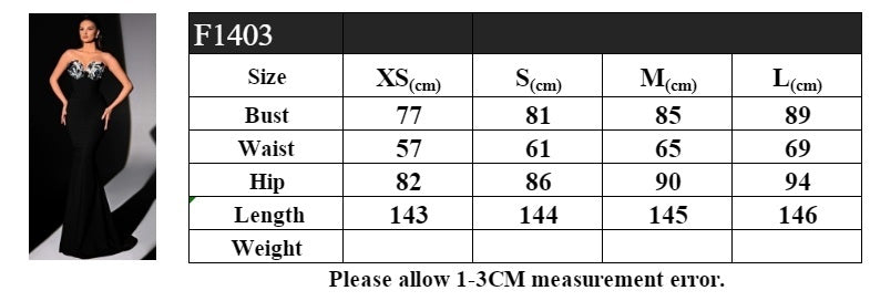 3D rhinestone-embellished strapless slim-fit mermaid evening gown, sexy long dress