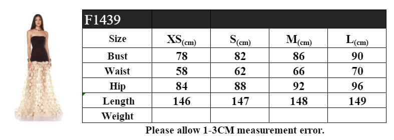 Temperament tube top slim black top spliced with white polka dot mesh long skirt elegant atmosphere banquet dress