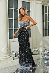 Strapless Bubble Bead Slim Floor-Mounting Banquet Party Dress Long dress