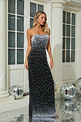 Strapless Bubble Bead Slim Floor-Mounting Banquet Party Dress Long dress