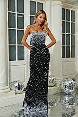 Strapless Bubble Bead Slim Floor-Mounting Banquet Party Dress Long dress