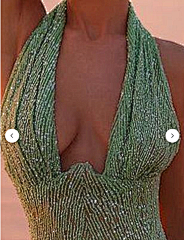 Sleeveless deep V halterneck dress