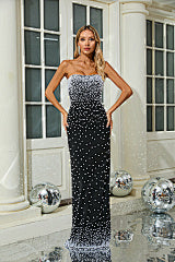 Strapless Bubble Bead Slim Floor-Mounting Banquet Party Dress Long dress