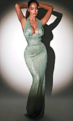 Sleeveless deep V halterneck dress